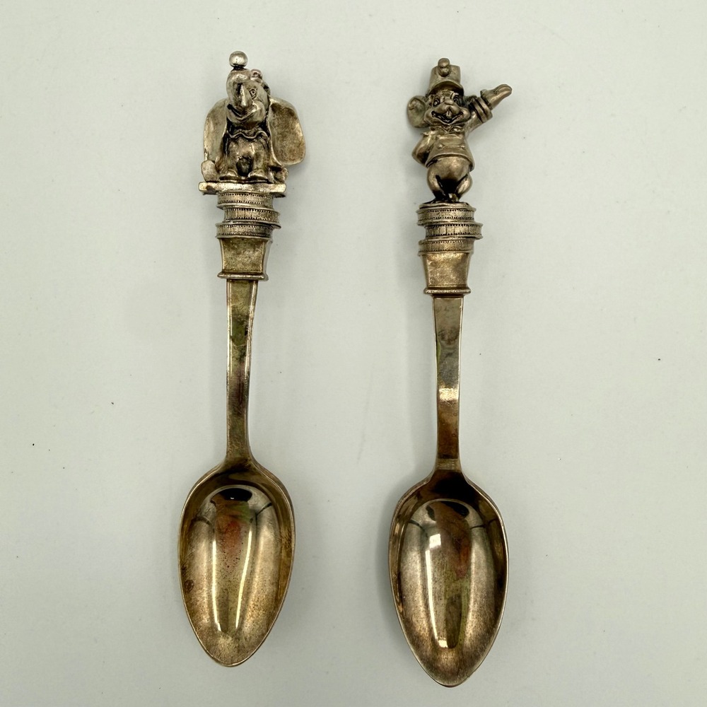 Vintage Disney Dumbo & Timothy Q. Mouse Pewter 1980s Collector Spoons